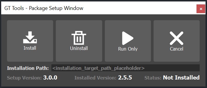 GT Tools Installation Setup Window