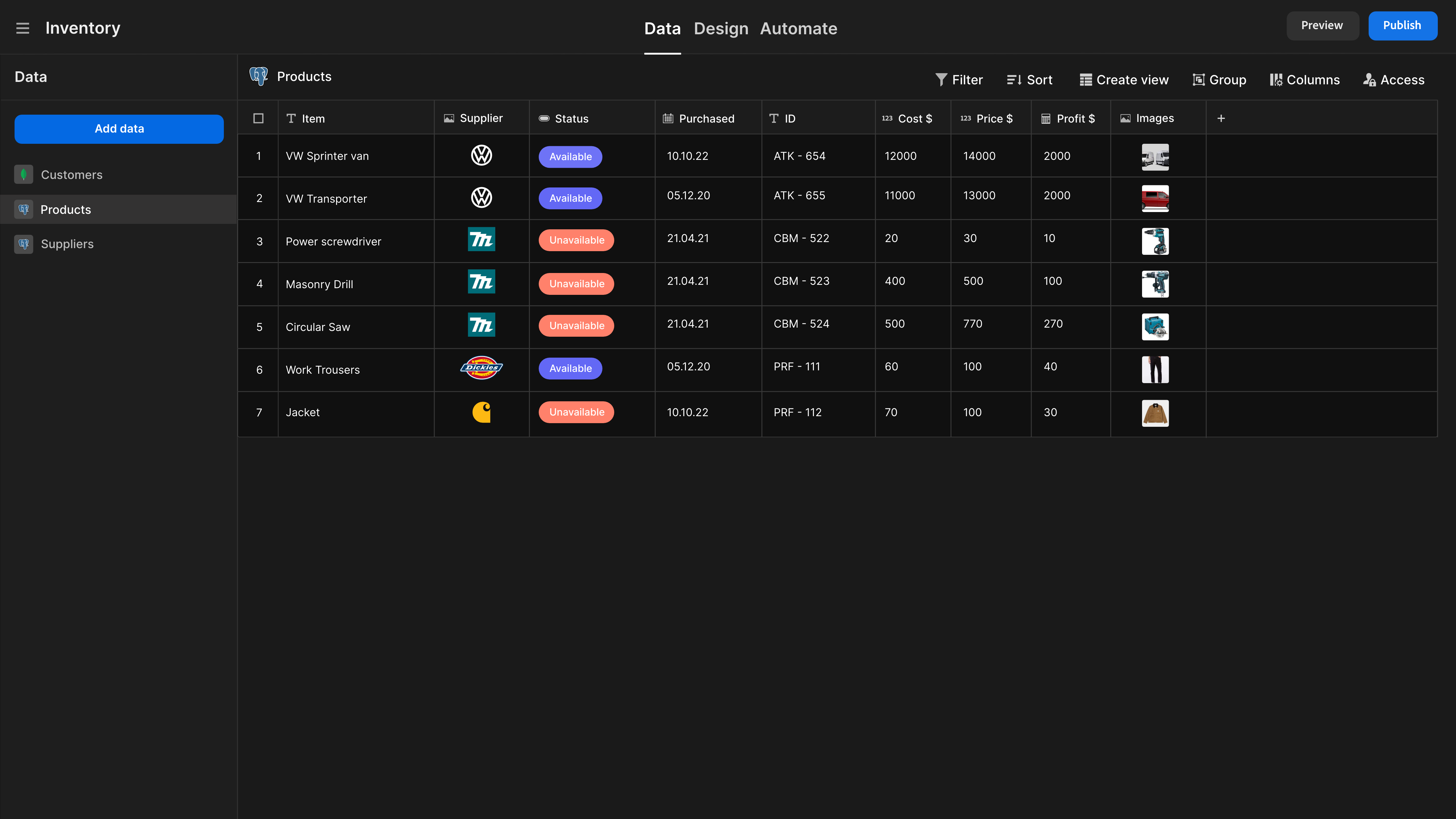 Budibase data