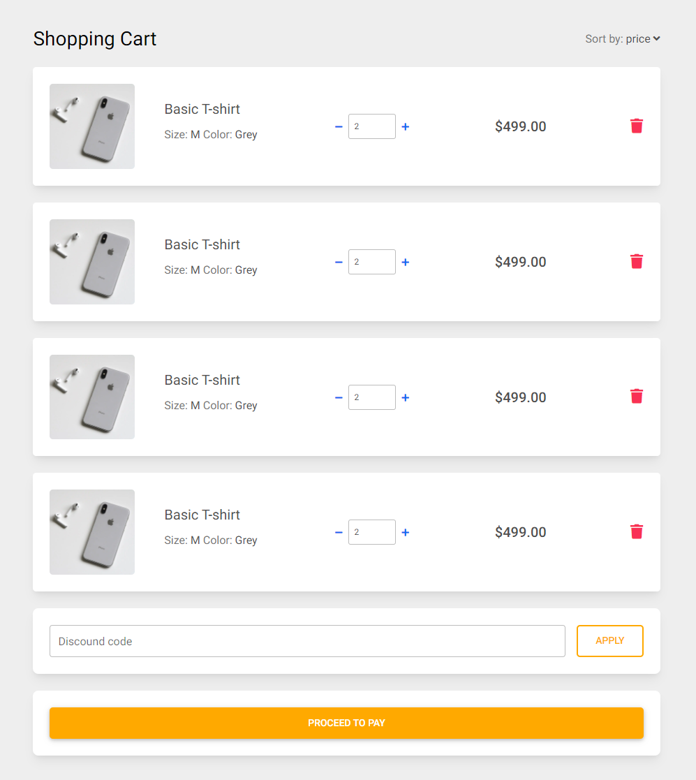 Bootstrap 5 Shopping Carts