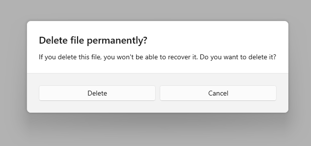 Delete File Dialog