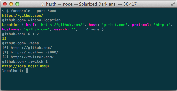 fxconsole in Terminal