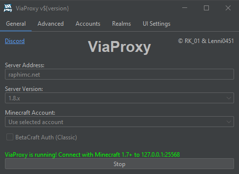 ViaProxy GUI