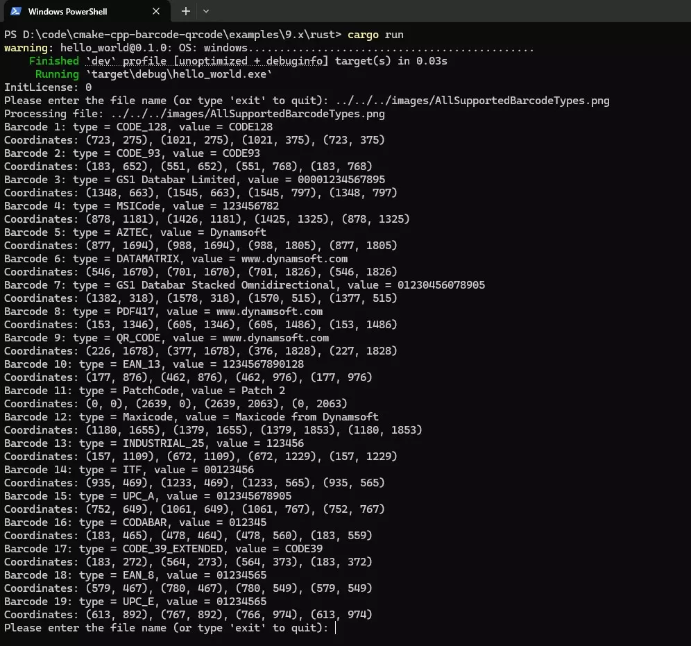 Rust Barcode Reader