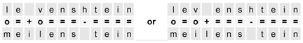 Levenshtein Distance applied to the comparison of the words "meilenstein" and "levenshtein"