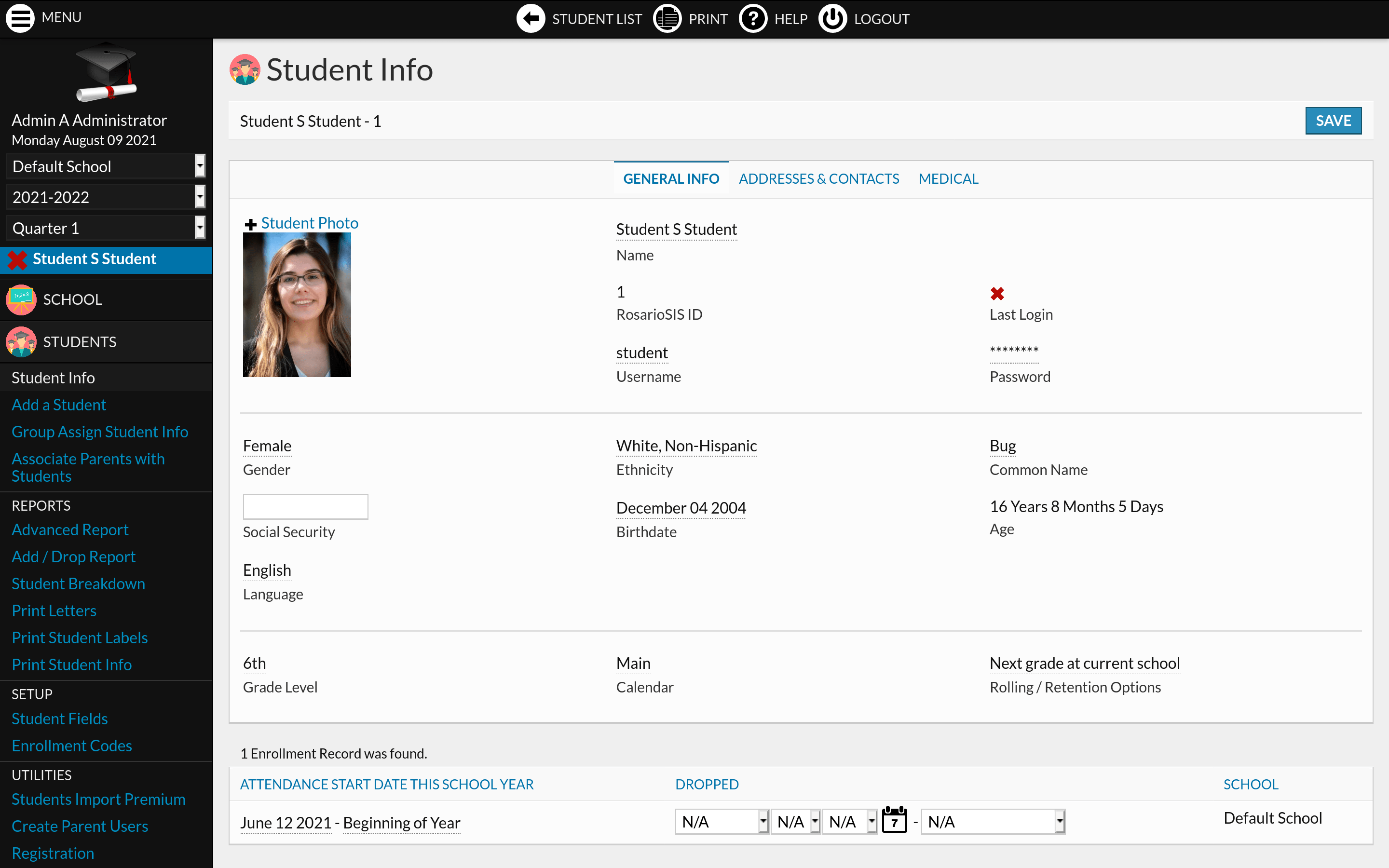 Student Info