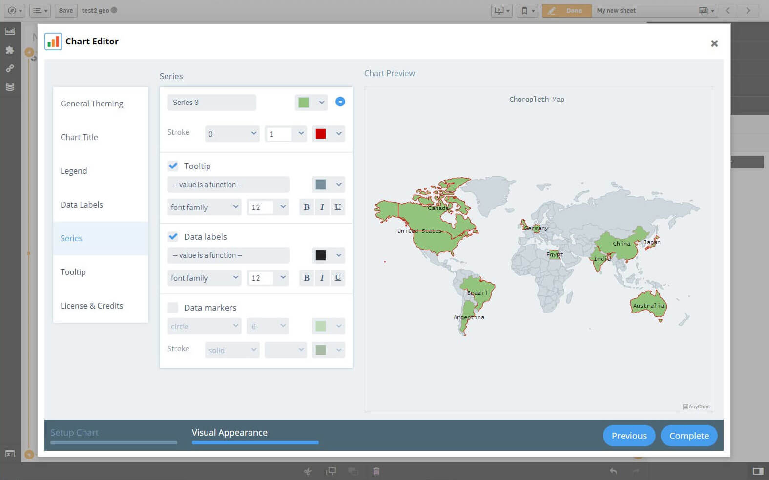 Choropleth Map, 1 - AnyChart Extension for Qlik Sense