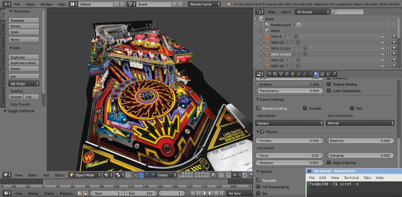 A PBA table loaded in Blender