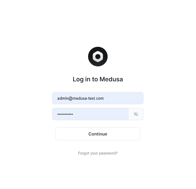 Medusa Admin Dashboard Login