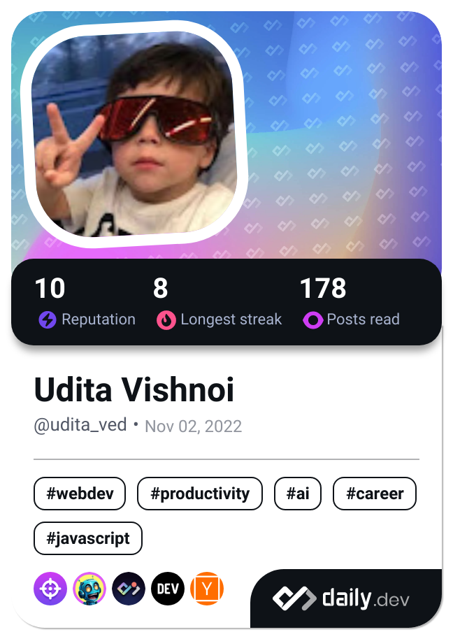 Udita Vishnoi's Dev Card