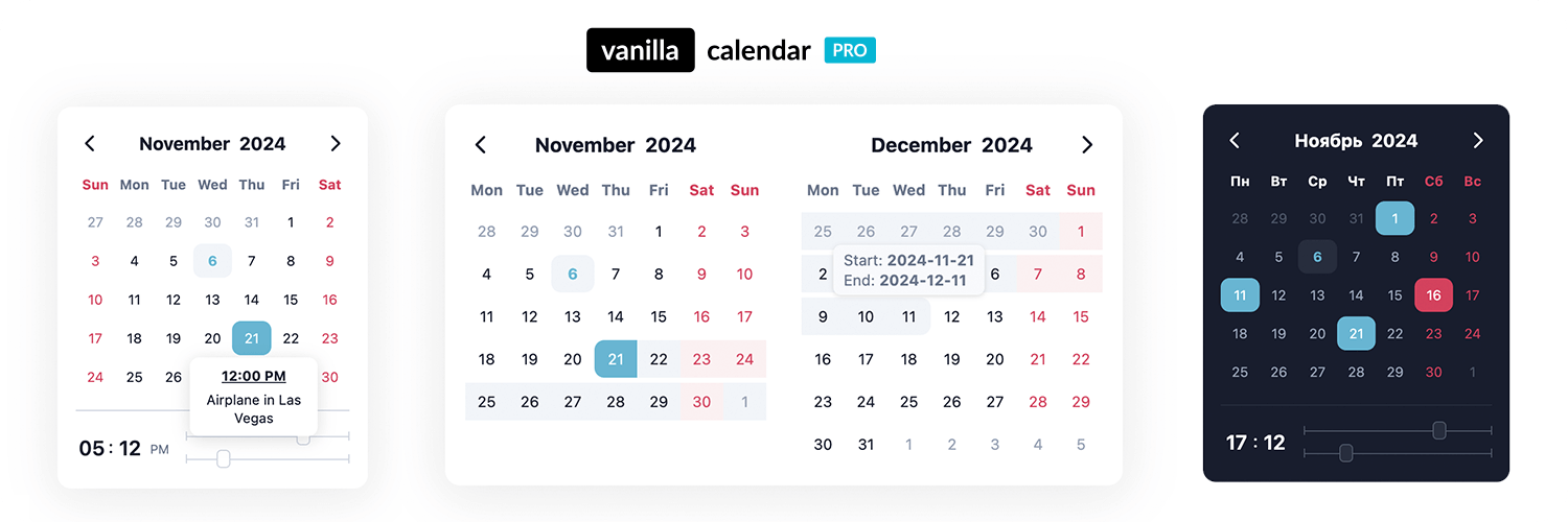 vanilla-calendar preview