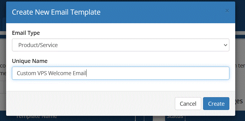 create custom VPS welcome email template