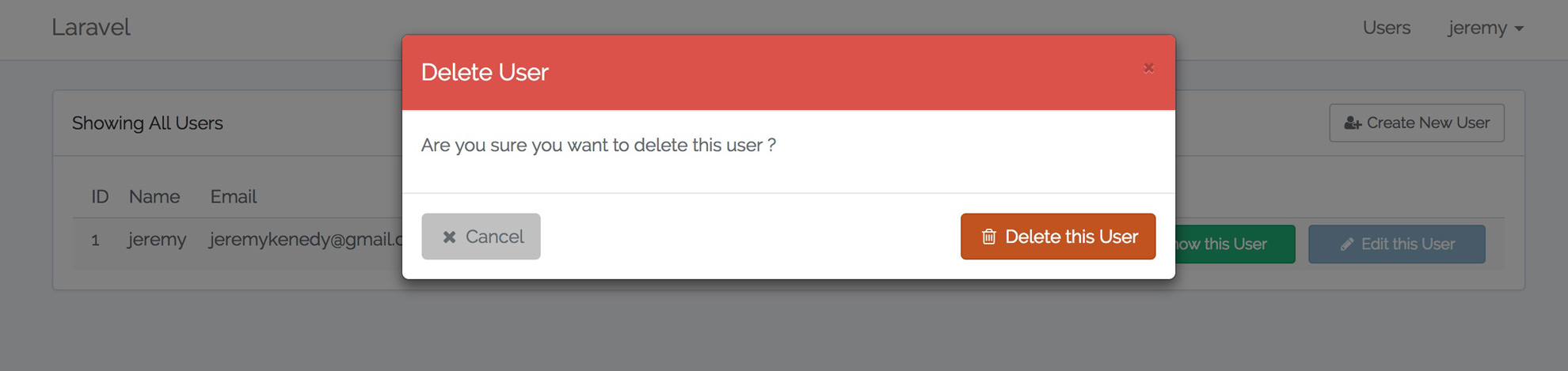 Delete User Modal