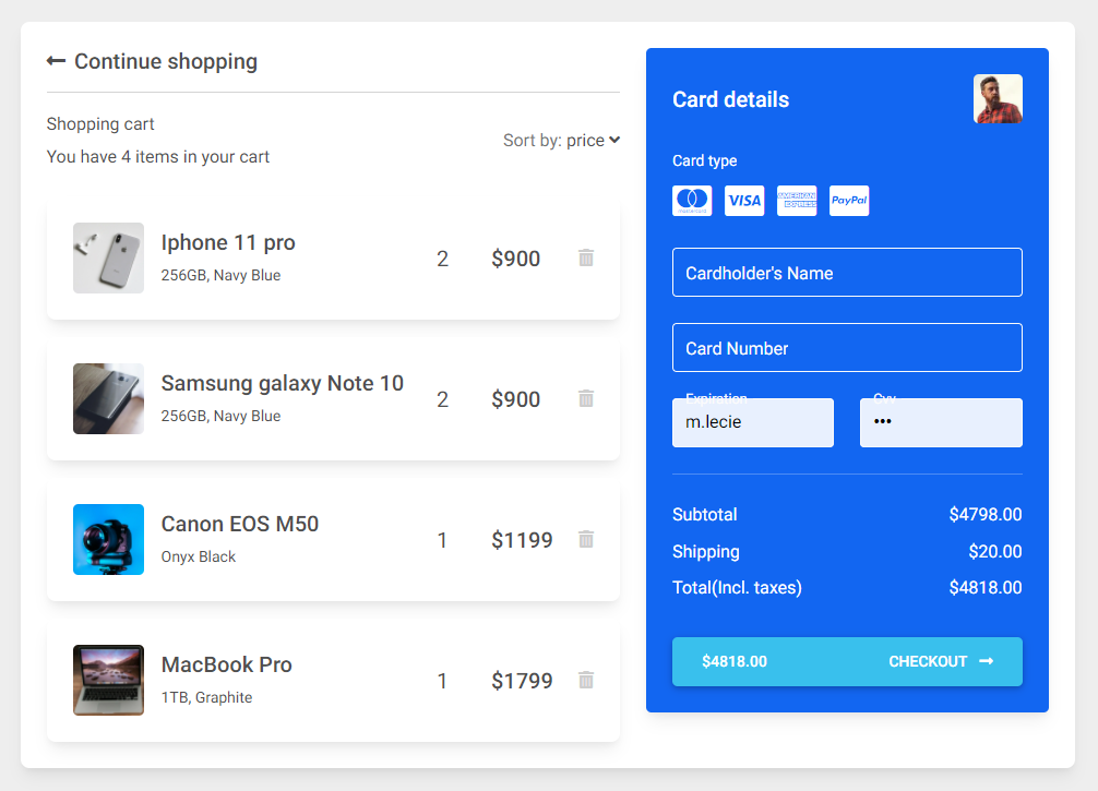 Bootstrap 5 Shopping Carts