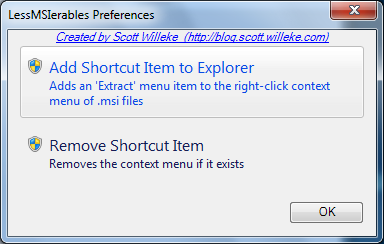 lessmsi Preferences Dialog screenshot