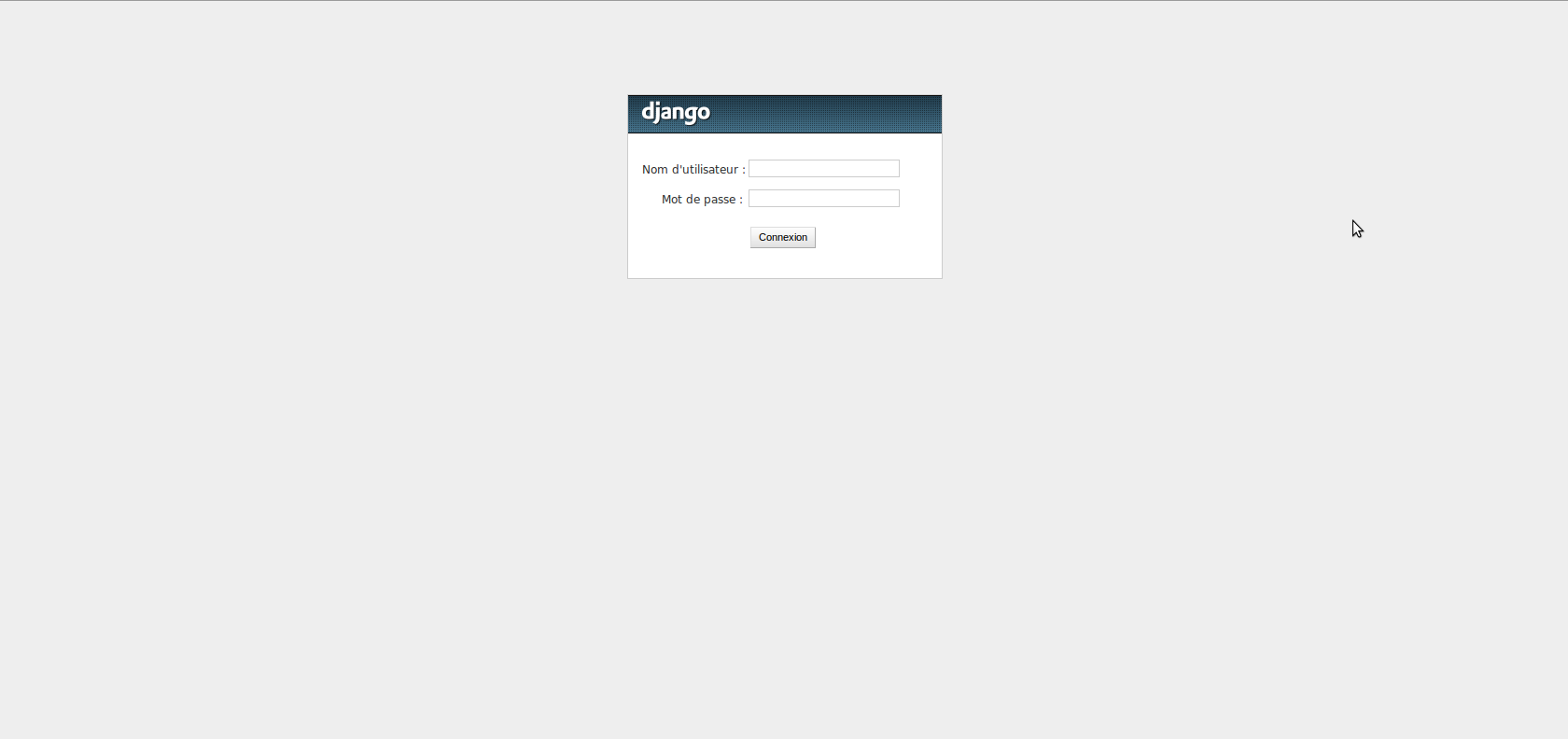 The django admin login screen