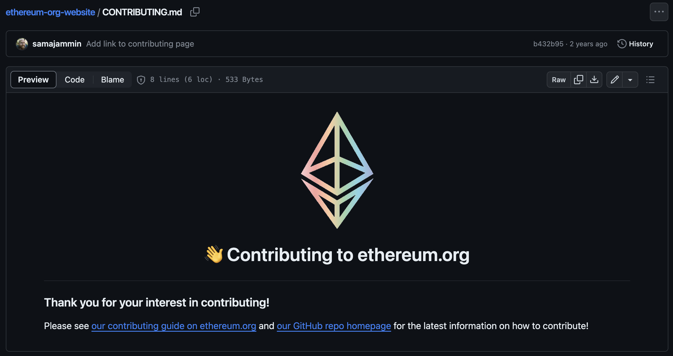 Ethereum.org CONTRIBUTING.md