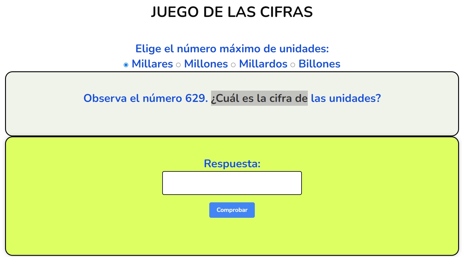 Juego del Sistema Numérico Decimal