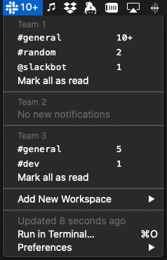 Slack Team Notifications screenshot